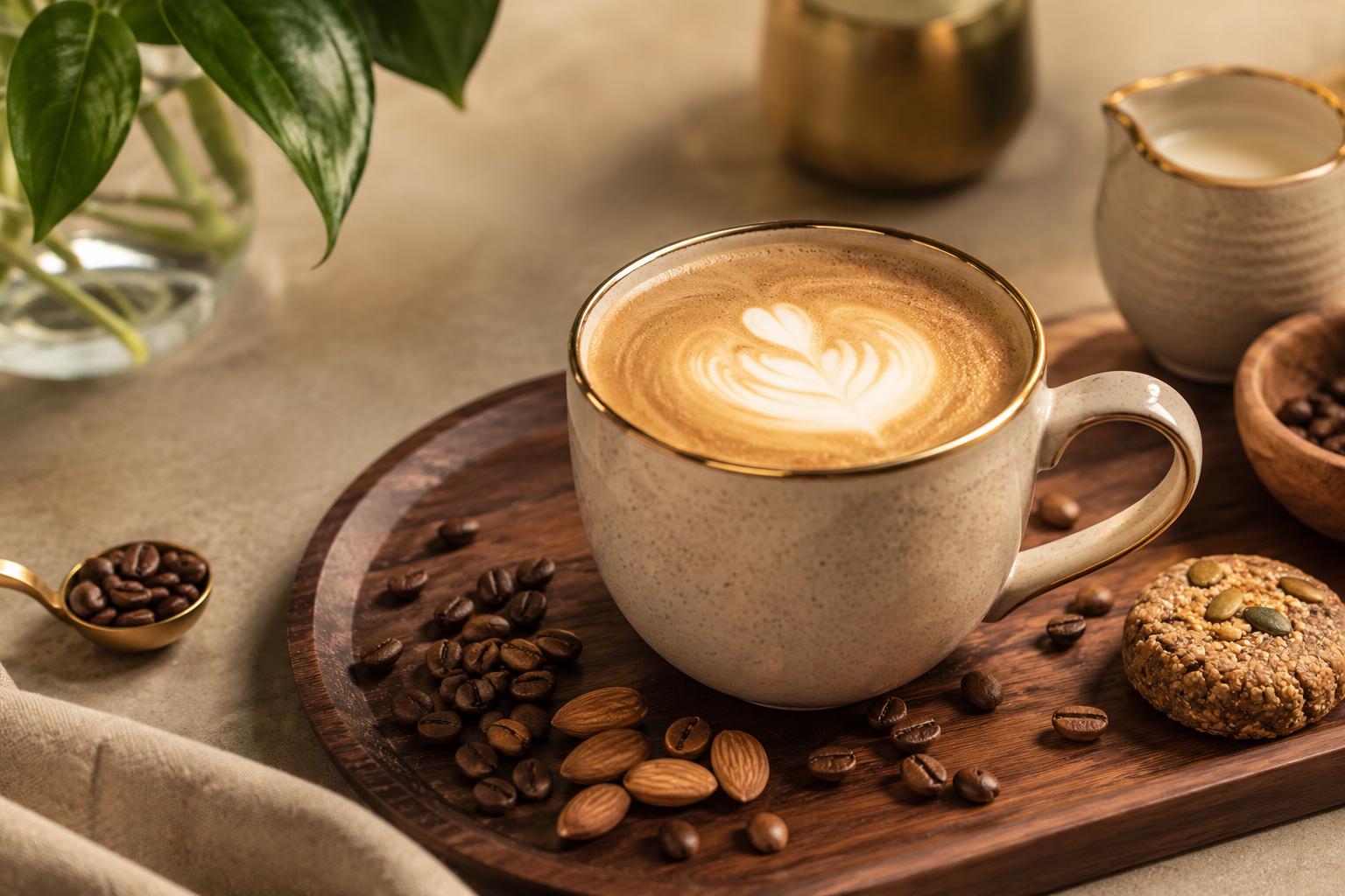 Premium latte served at Aim Fitness Culture & Cafe