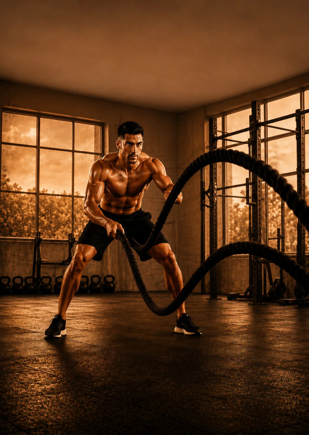 Battle rope conditioning at Aim Fitness