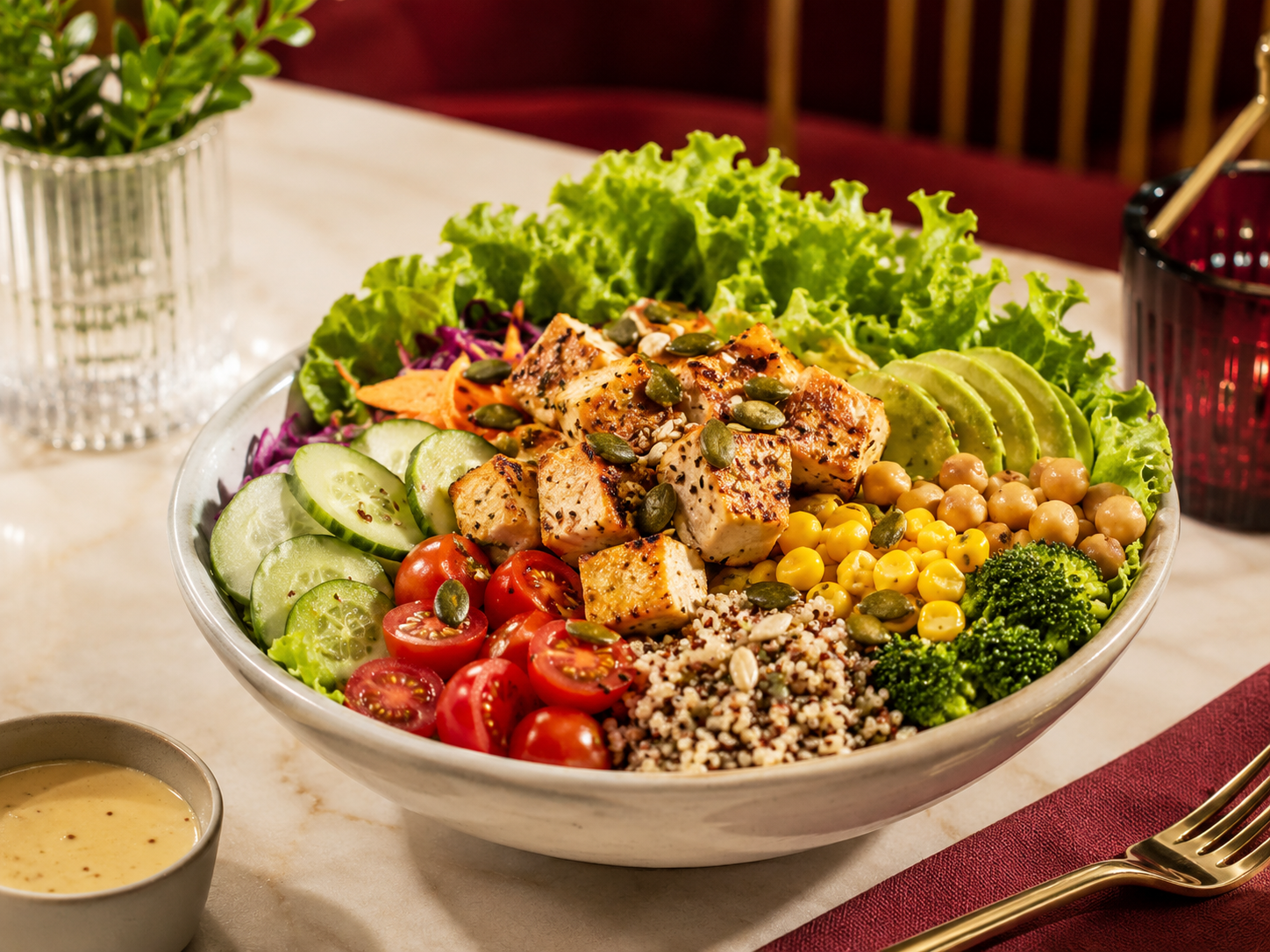 Colourful salad bowl at Aim Fitness Culture & Cafe