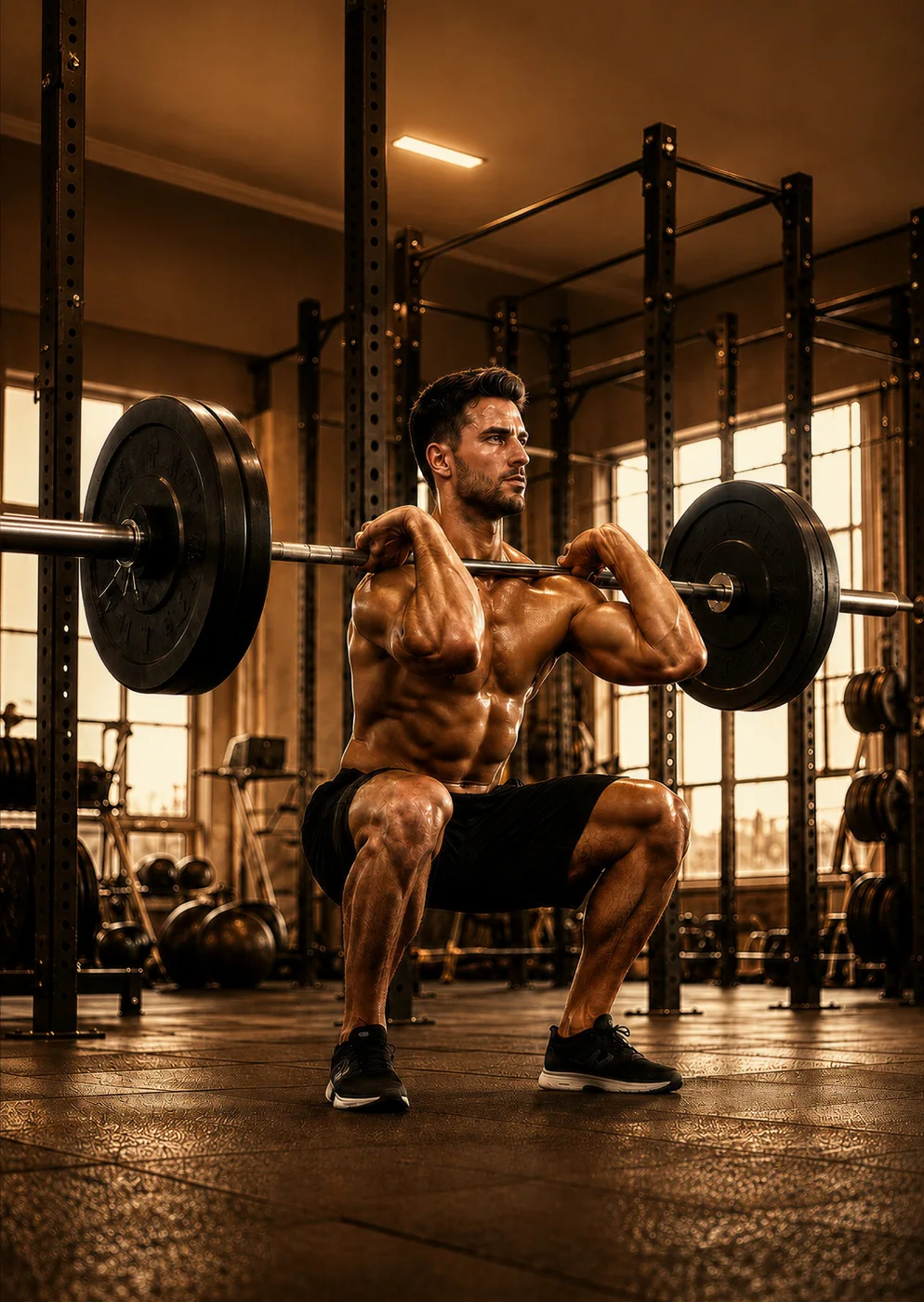 Barbell squat on the Aim Fitness strength floor
